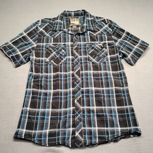 BKE Casual Blue and Black Checkered Shirt L